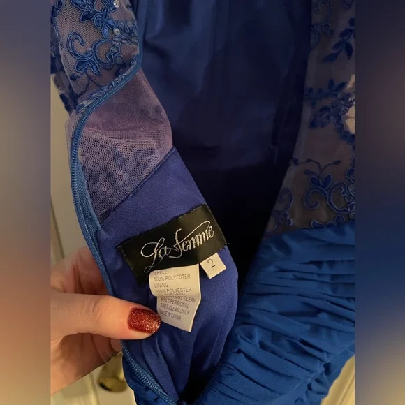 La Femme Short Cocktail Dress Royal Blue Size 2 - Picture 5 of 6